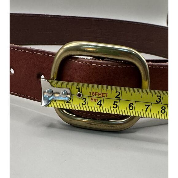 Vintage Fossil Women’s Wide Leather Ranger Belt Brass-Tone Buckle Size S
